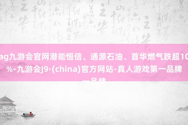 ag九游会官网潜能恒信、通源石油、首华燃气跌超10%-九游会J9·(china)官方网站-真人游戏第一品牌