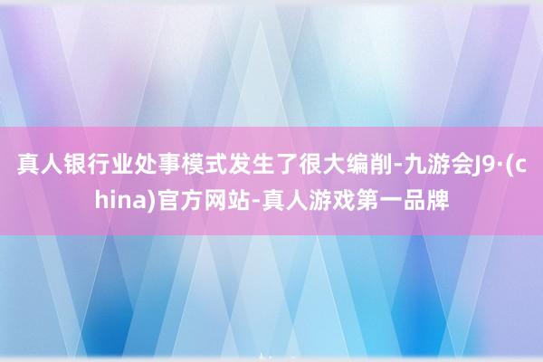 真人银行业处事模式发生了很大编削-九游会J9·(china)官方网站-真人游戏第一品牌